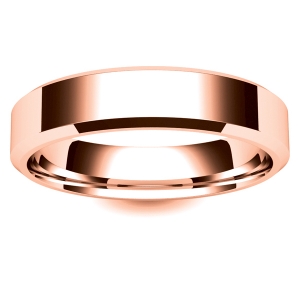 Flat Court Chamfered Edge - 5mm (CEI5-R) Rose Gold Wedding Ring